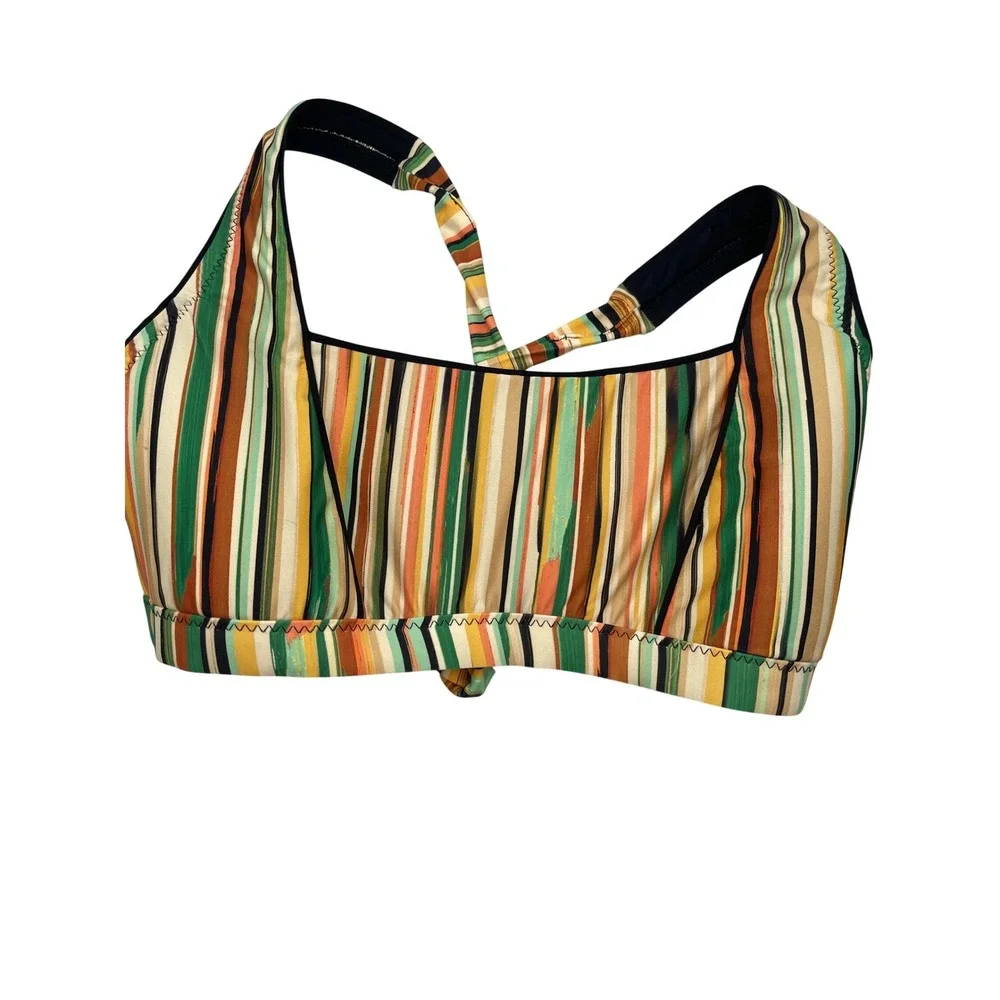 BECCA ETC Sample Piece Multi Color With Stripes Bandeau Swim Top Women's Size 1X
